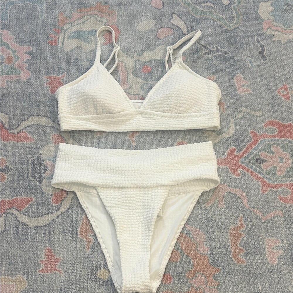 Aerie White Textured Bikini Set